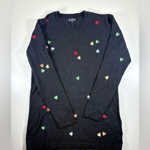 Black Sweater with Valentine Colorful Heart Accents